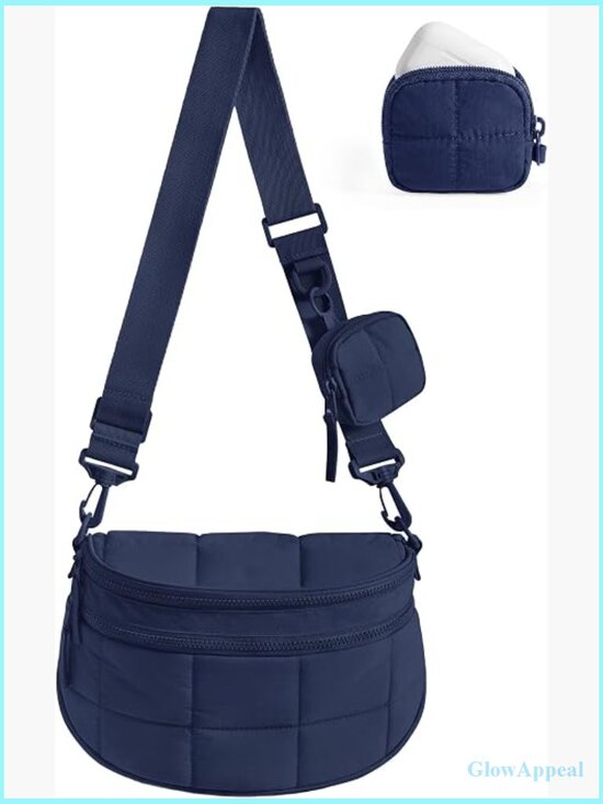 Handbags - Quilted Puffer Crossbody Bag with Detachable Pouch